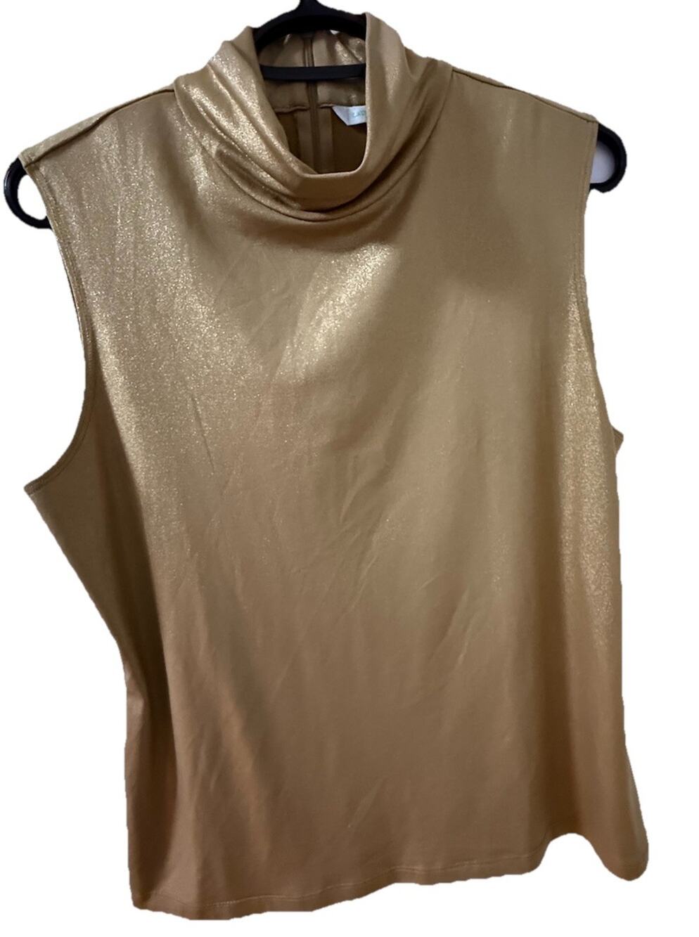 Vintage LAURA ASHLEY Women’s Gold Sleeveless Turtleneck Christmas Tank Medium